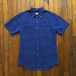 Vtg Y2K JNCO Jeans‎ Short Sleeve Button Shirt Men Medium Blue Preppy Streetwear